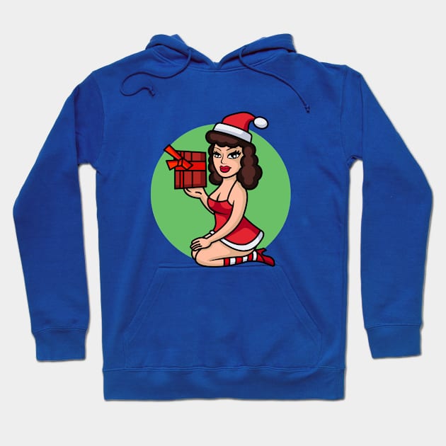 Merry Christmas Pin up Girl Hoodie by ManojTdesign